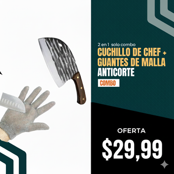 ⏰ Últimas Horas de Black Friday – Cuchillo de Chef Premium + Guantes Anticorte en Combo